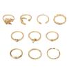 10-Piece Moon, Star, Leaf, and Love Rhinestone Ring Set