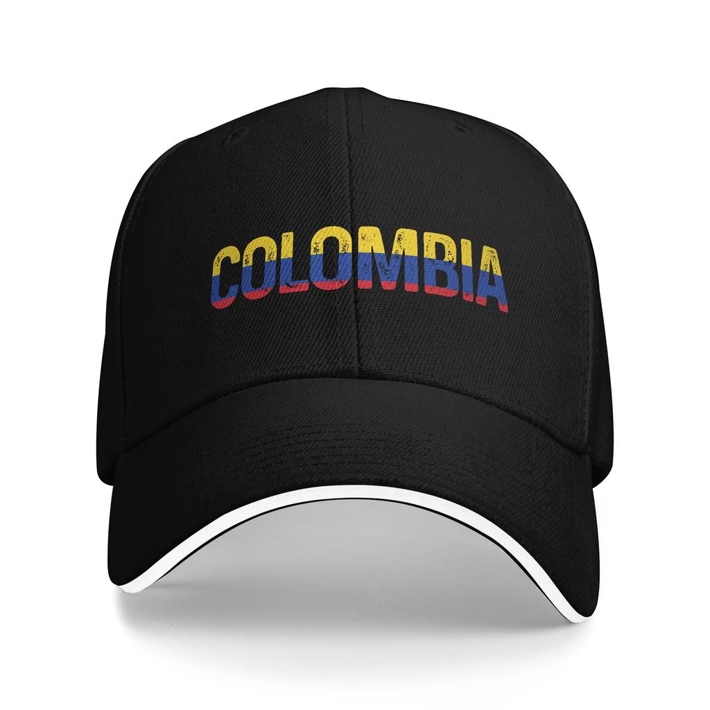 Vintage Colombia Flag Golf Cap Unisex Headwear Outdoor Travel Adjustable Fit Sun Caps