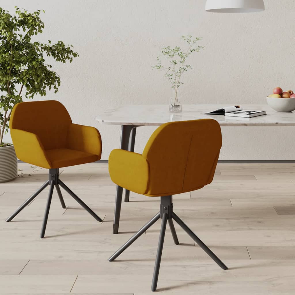 Dining Chairs 2 Pcs Swivel Brown Velvet