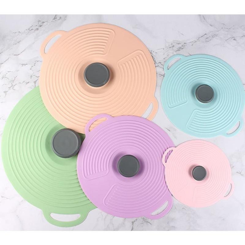 Silicone Lids for Pots and Pans Microwave Food Storage Cover Reusable Suction Food-Grade Lids for Cups Bowls Plates Multicolor