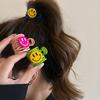 Cute Smiley Dopamine Hairpin Female 2025 Back Head Grab Clip Summer Simple Ins High Ponytail Headdress