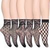 6-Pair /Set Summer Black White Sexy Lace Socks Thin Hollow Jacquard Fishing Net Short Stockings