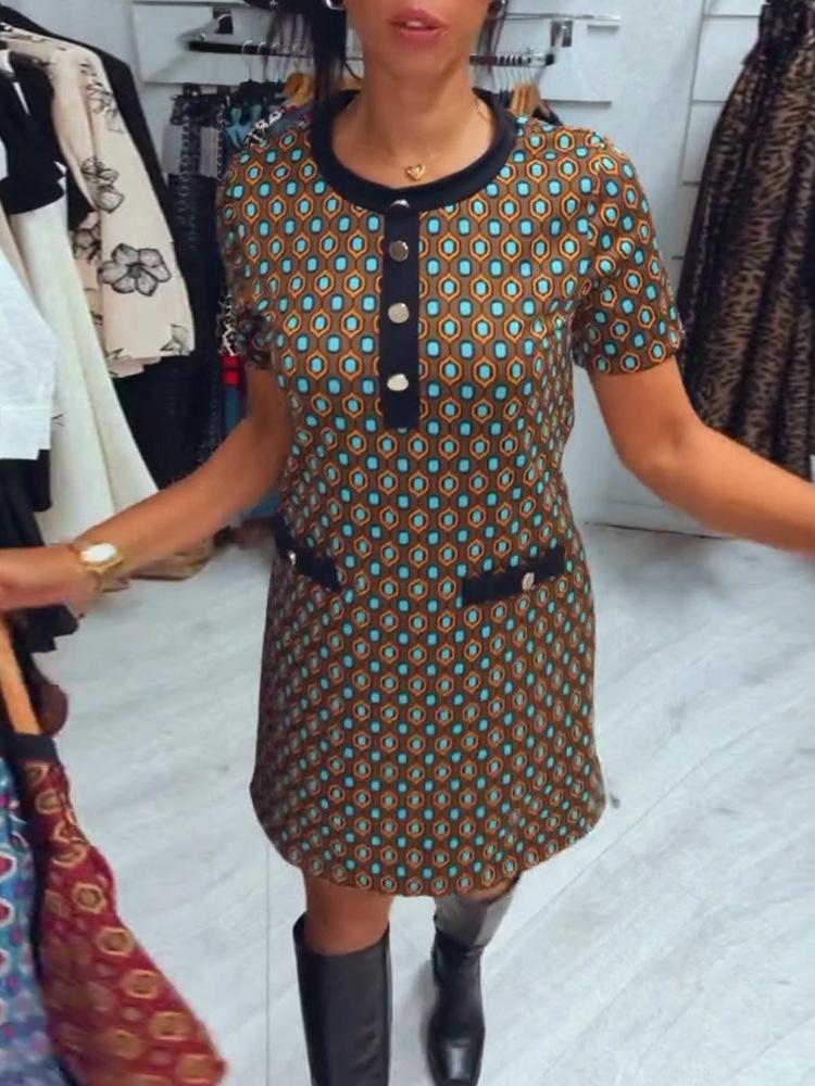 European & American Elegant Polka Dot Print Dress for Women - 2024 Autumn/Winter Collection