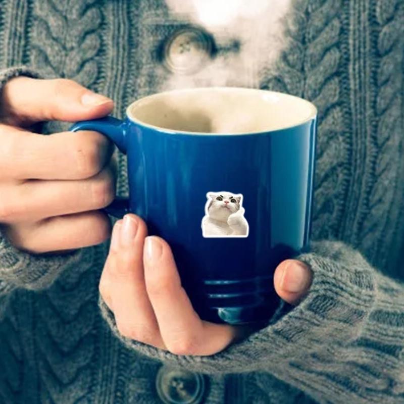 50 de bucăți autocolante cu animale drăguțe pisici autocolante PVC impermeabile pentru laptop, skateboard, sticle de apă, cadou pentru telefon pentru copii