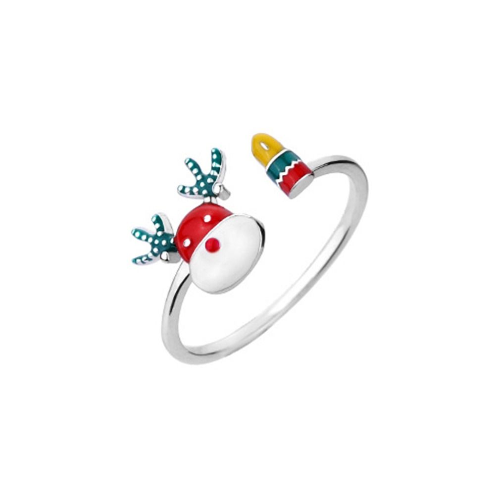 Cartoon Enamel Elk Ring Dripping Oil Christmas Finger Buckle Unique   Xmas Ornaments