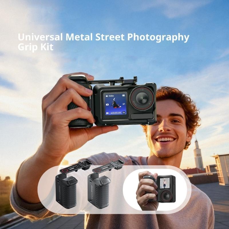 Aluminum Split Handle Grip For Action Cameras Detachable Metal Mounting Kit Enhances Stability For Outdoor Photography