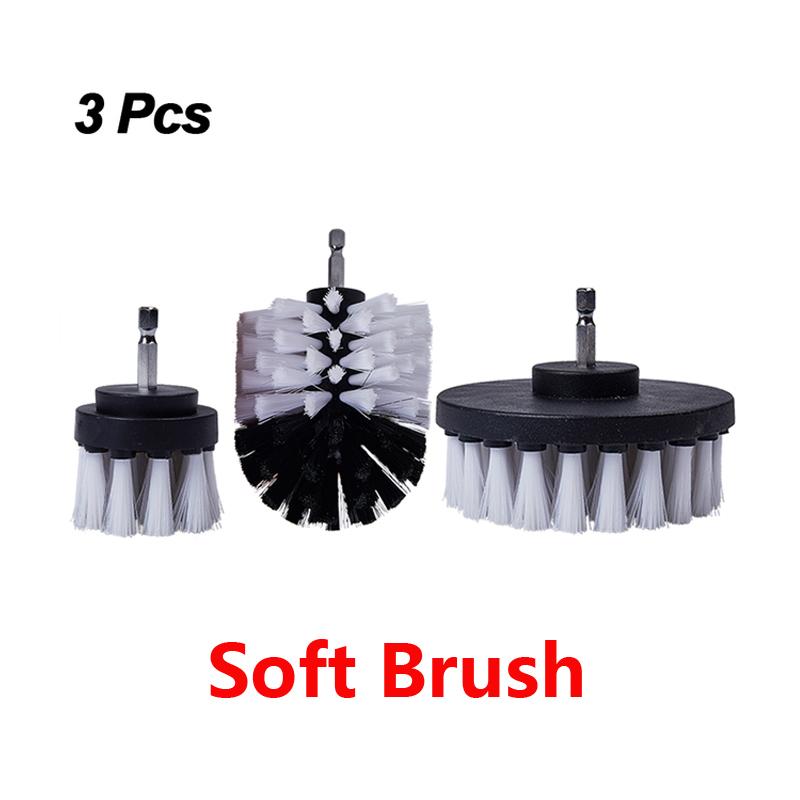 

UNTIOR 3Pcs/Set Electric Scrubber Brush Drill Brush Kit Plastic Round Cleaning For Carpet Glass Car Tires Nylon Brushes білий