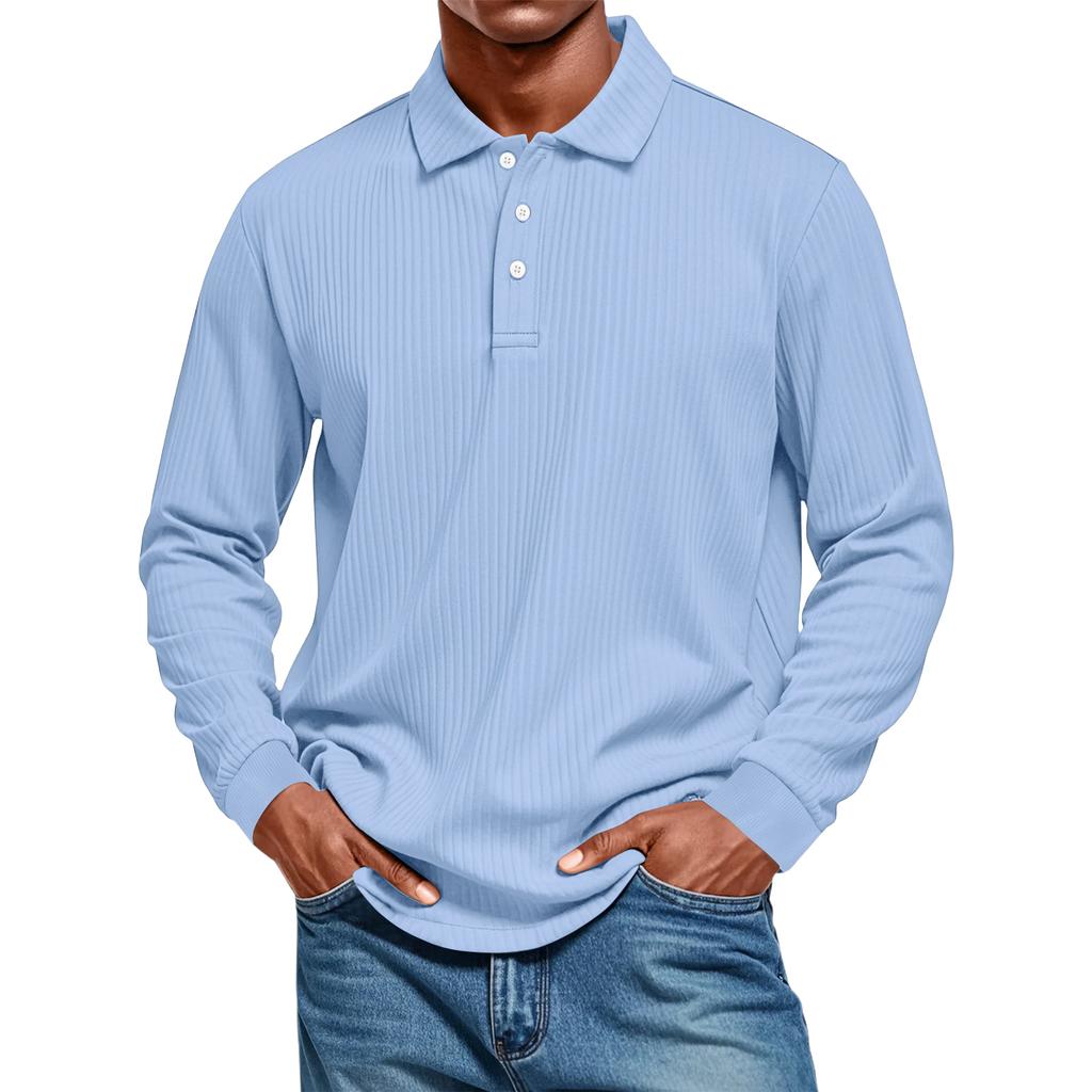 Men's Casual Style Solid Color Loose  Shirt Long-sleeved Top