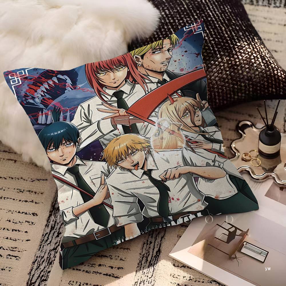 Anime Chainsaw Man Lucky Dragon Pillow Cover Sofa Cushion Cover Home Room Decoration Children Gift