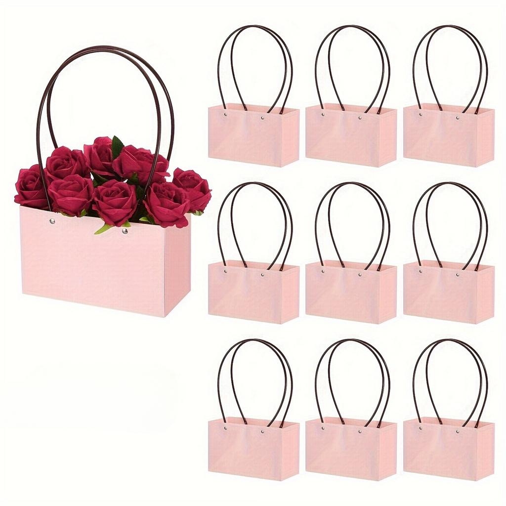 Kraft Paper Folding Tote Bag-shaped Waterproof Teacher's Day Basket, Flower Box, Flower Art Arrangement, Gift Flower Bag