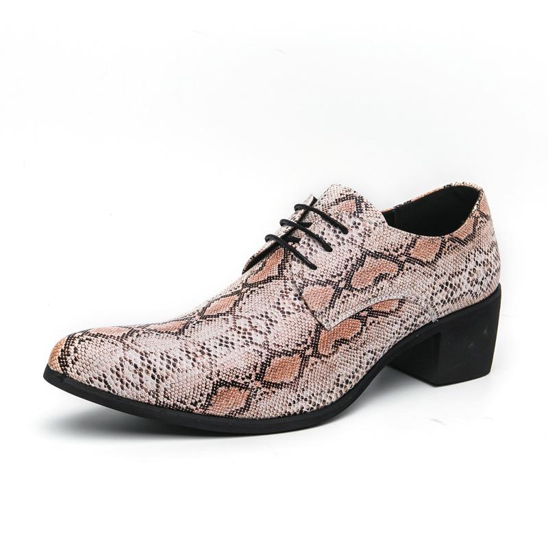 Large Size 46 Pointed Low-top Retro Leather Shoes Men's High Heels Increase by 6 Cm Business Dress Wedding Shoes Men