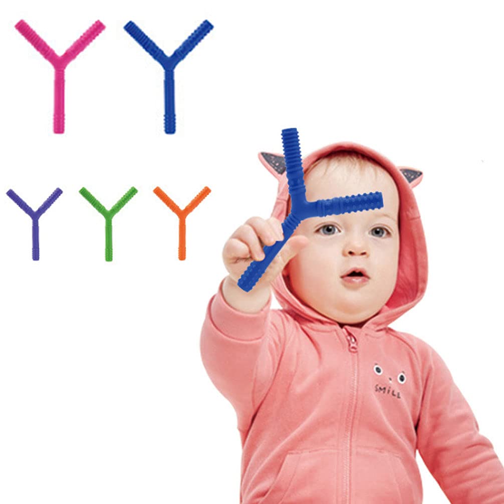 Teether, Finger Teether, Y-shaped Teether, for 0-year-old Newborns, Natural Rubber, with Storage Box, Popular In Europe and America, Pink, Cute, for