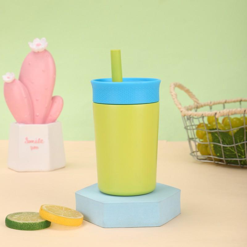 Mini Insulated Stainless Steel Tumbler With Straw - Pastel Color 350ml Vacuum Thermos Students On-the-Go Use