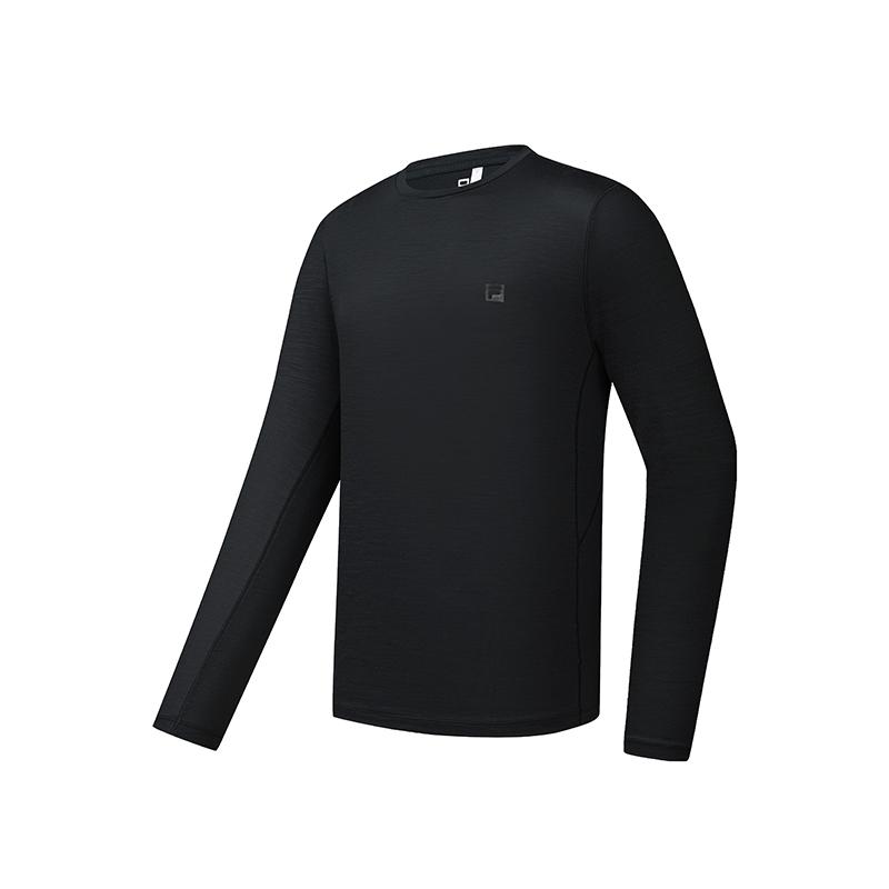 FILA Fitness Crew Neck Solid Color Comfortable Casual Long Sleeve T-Shirt Men Tops A51M631205FBK
