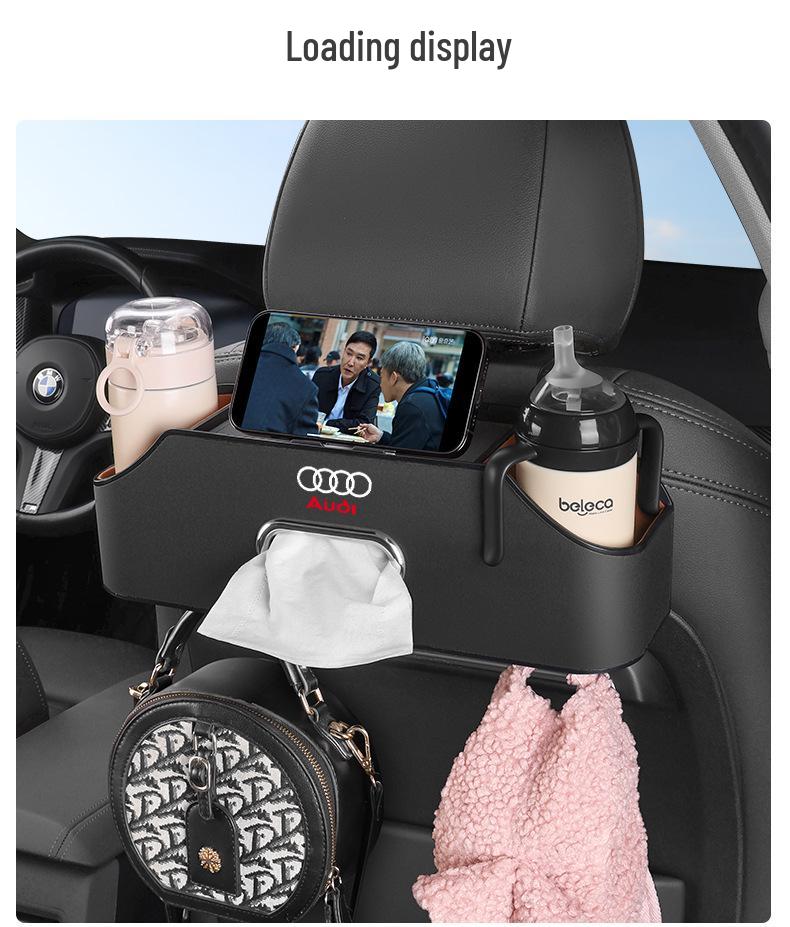 Anpassbarer Auto-Rücksitz-Organizer mit Taschentuchbox, Getränkehalter und Müllbeutel