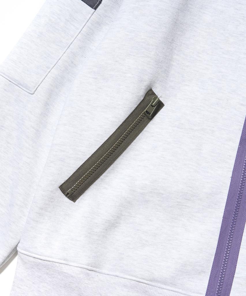 Stigma Zipper Oversized Zip Up Hoodie White Melange