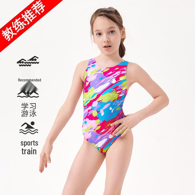 Girls' Anti-Chlorine One-Piece Swimwear for Teens - Ideal for Swim Training