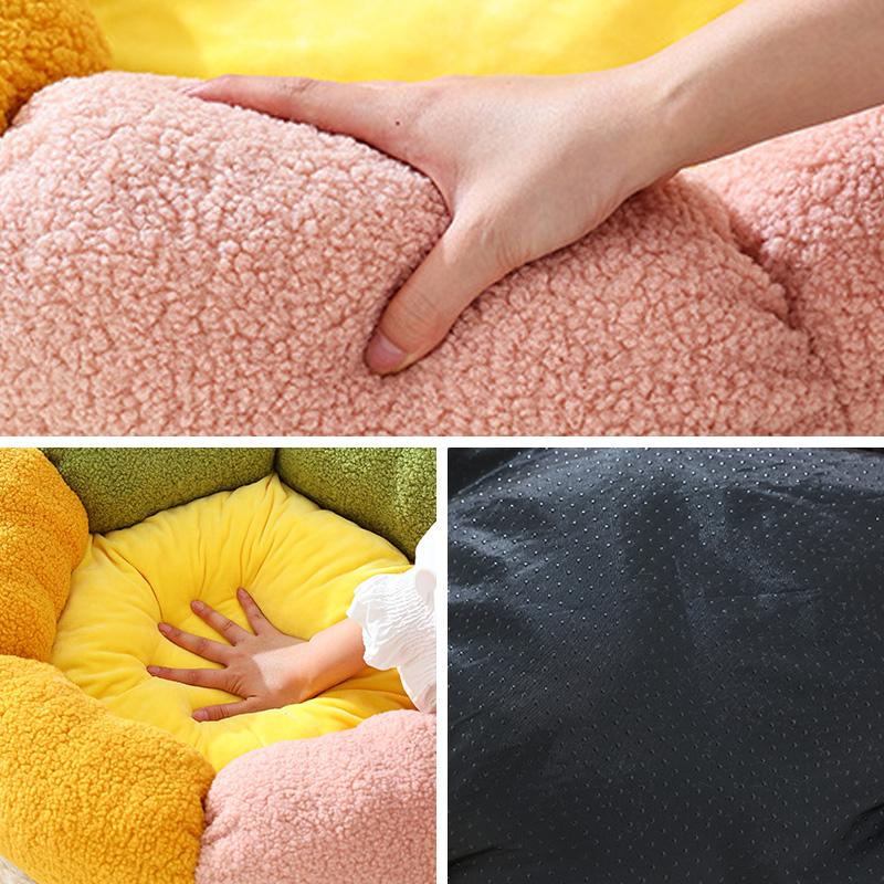 Warm Enclosed Pet House Flower Shape Cat Bed for Indoor Cats Cozy Winter Dog Cushion Soft Plush Comfortable Pet Nest for Small Animals