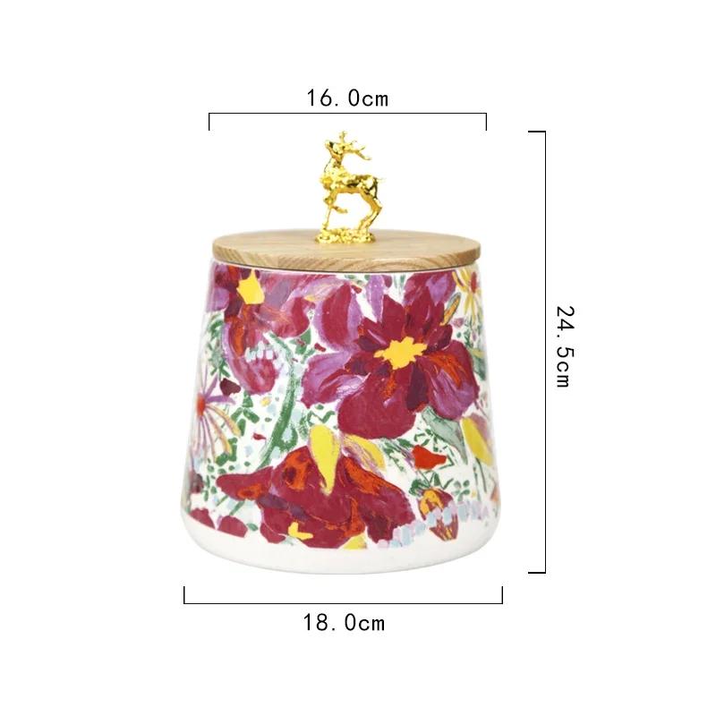 Color Oil Painting Storage Jar Creative Home Kitchen Storage Jar High End Circular Living Room Table Decoration Exquisite Gifts