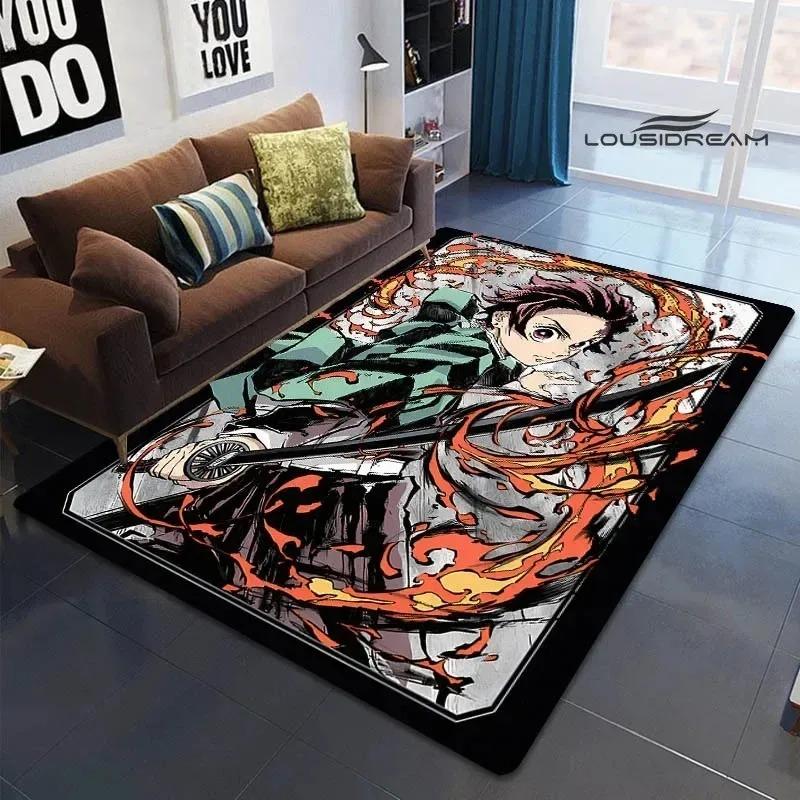 Demon Slayer Printed Carpet for Living Room Decoration Japanese Anime Bedroom Area Rug Non-slip Home Bathroom Floor Mat