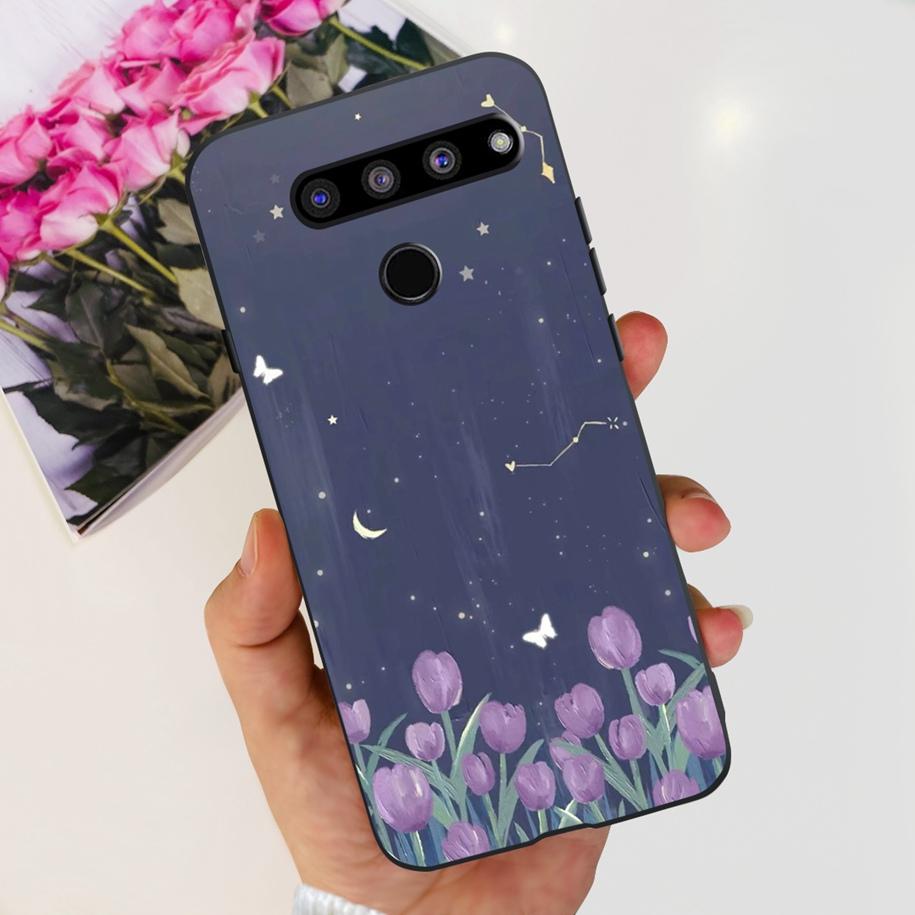 For LG V50 ThinQ 5G Case LM-V500EM Phone Cover Fashion Flower Butterfly Soft Silicone Back Cover For LG V40 V50s Thinq 5G Bumper