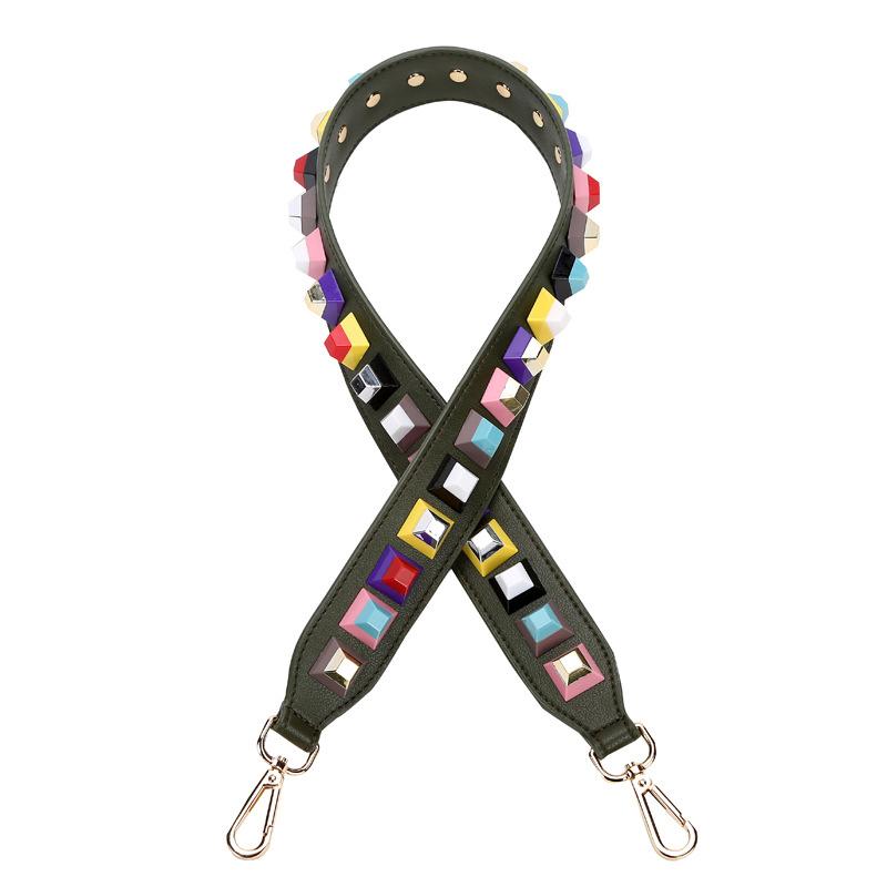 90cm Bunte Nieten Leder Taschengurt Crossbody Schultergurte Handtaschengriff Ersatz Damen DIY Geldbörsen Zubehör