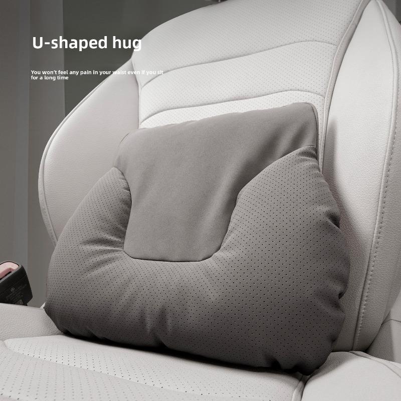 Luxury Suede Comfortable Car Neck Pillows Soft Car Waist Pillow Travel Auto Accessories Car Headrest and Lumbar Support Cushion