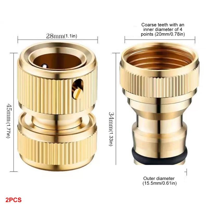 Strong Brass Hose Adapters Universal Quick Connection Couplers for Faucets Garden Hoses & Washing Machine Tubes