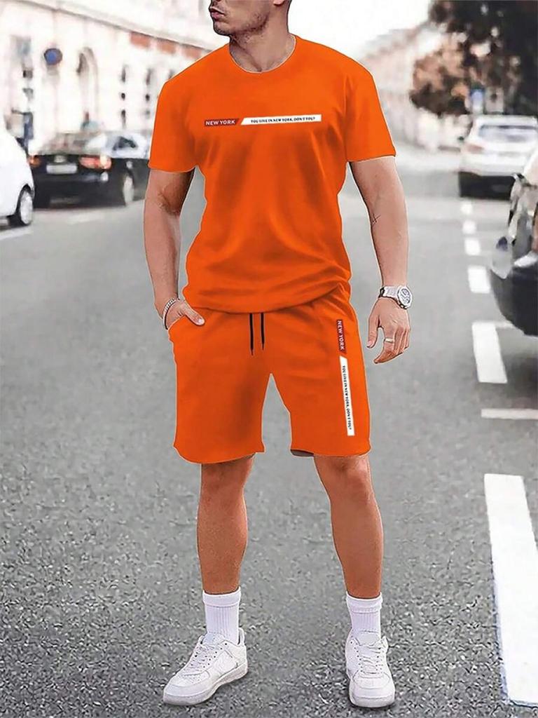 Urban Street Fashion Trend 3d Printed Men's Crew Neck Short Sleeve Suit Outdoor Simple Crew Neck Top Casual and Comfortable Shorts