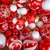 44pcs Christmas Decoration Balls Christmas Tree Hanging Balls Snowflake Balls