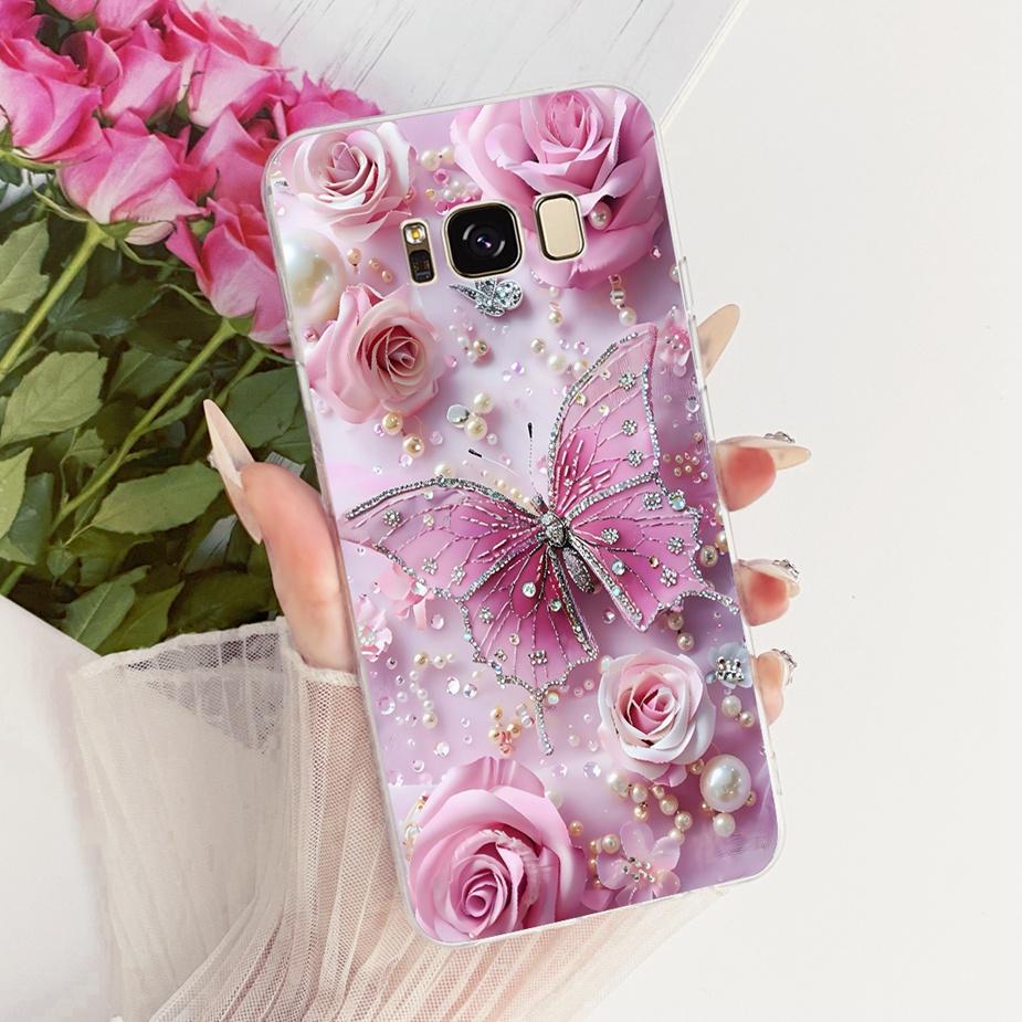 For Samsung Galaxy S8 Case SM-G950F Luxury Flowers Butterfly Painted Cover Soft Silicone Case For Samsung S8 Plus S8+ G955F Bags