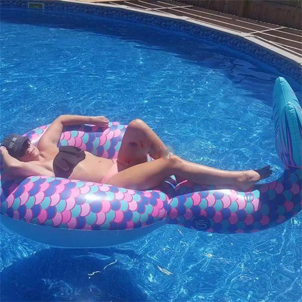 Mermaid-shaped Swimming Ring Inflatable Ride-on Pool Float Air Mattress Inflatable Water Toys