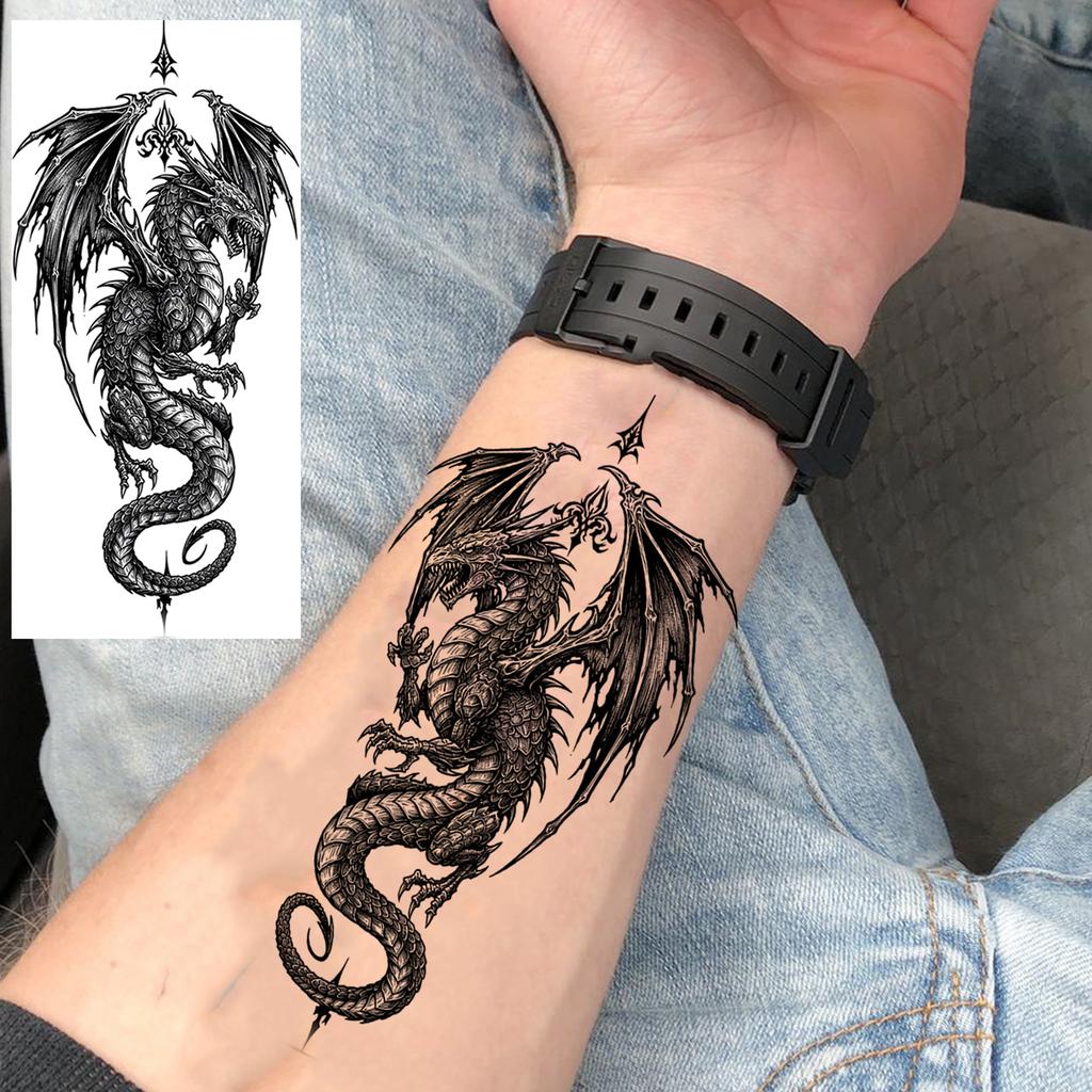 1 Sheet Scary Skull Grim Reaper Temporary Tattoos For Men Women Hand Arm Forearm, Realistic Fake Tattoo Sticker Halloween Tatoos