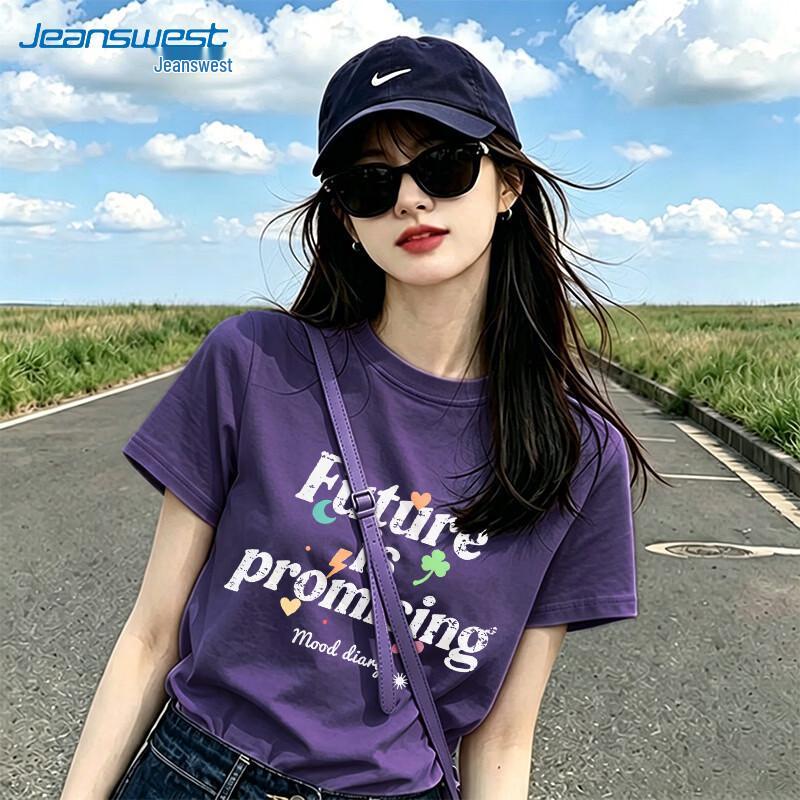 Jeanswest Women's Crew Neck Printed Short Sleeve T-Shirt