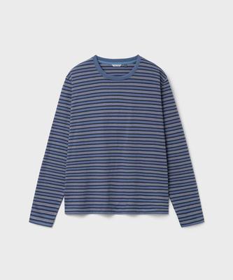 Bellie City Grunge Stripe Long Sleeve - Multi Indigo Blue