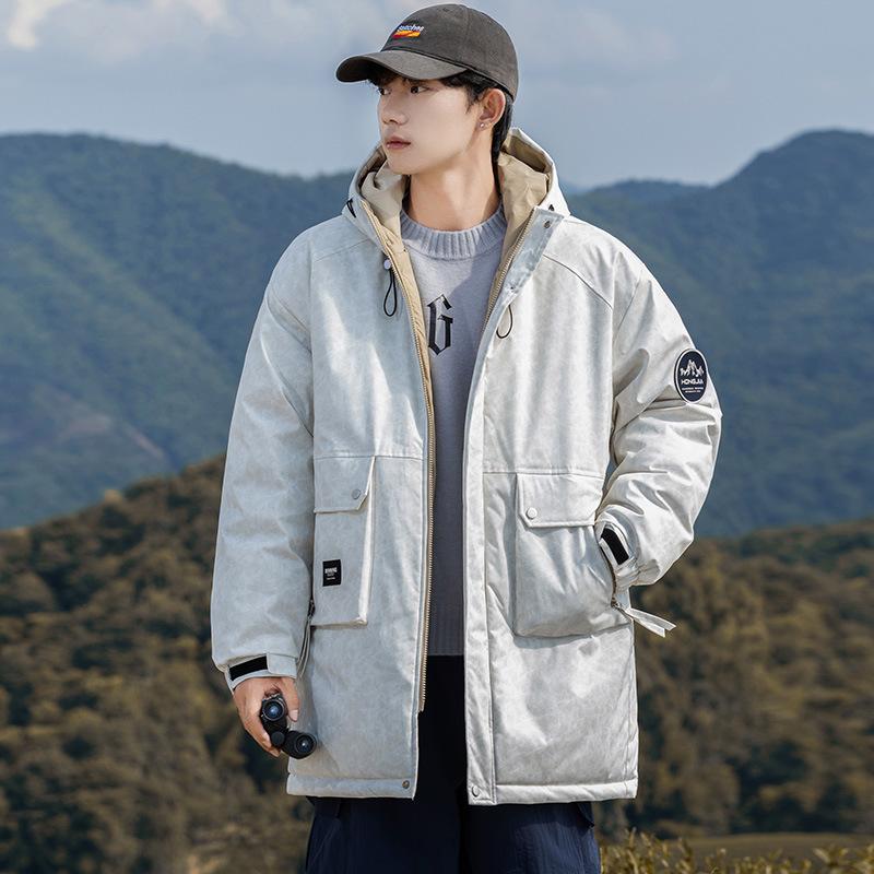 Winter White Duck Down Tooling Down Jacket Men's Plus Size Loose Fat Guy Jacket