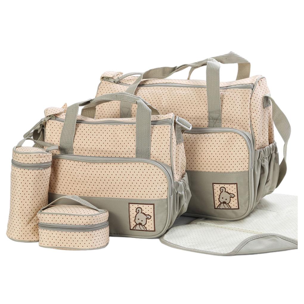 

Stylish Diaper Nappy Changing Bag Set – Large Capacity Waterproof Organized Polyester Maternity Trolley Nappy Bag Sets, pink хакі