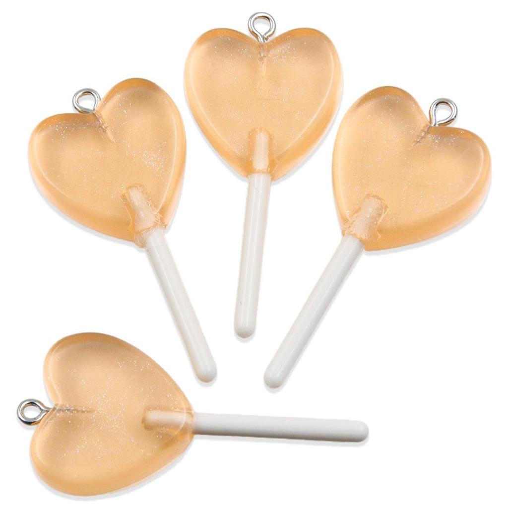 Handmade Glitter Lollipop Resin Star & Heart Pendants - Set of 3 DIY Color Sticks