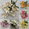 Artificial 9 Flowers Stems Pu Material 3d Simulation Lilies Wedding Decor Home