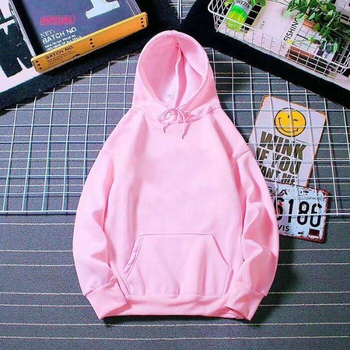 Women's Plain Loose-fit Minimalist Long-sleeved Hooded Sweatshirt