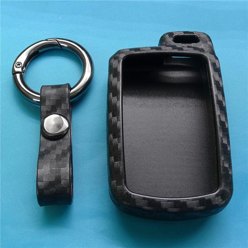 1 Pcs Carbon Fiber Silicone Car Key Fob Case Cover Keychain Fit For Toyota Camry Corolla Avalon Rav4 Land Cruiser