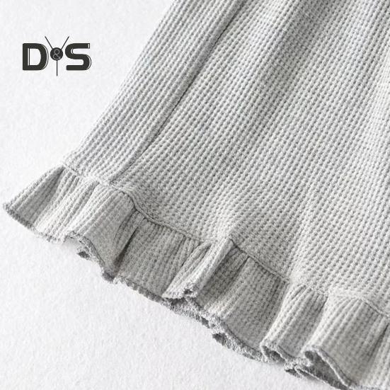 Dámské vaflové pletené šortky se stahovací šňůrkou, elastický pas, volánkové šortky, široké nohavice, splývavé šortky, ležérní letní outfit