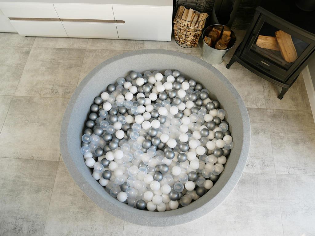 Dry pool 110x40cm gray with 500 balls: turquoise, gray, pearl