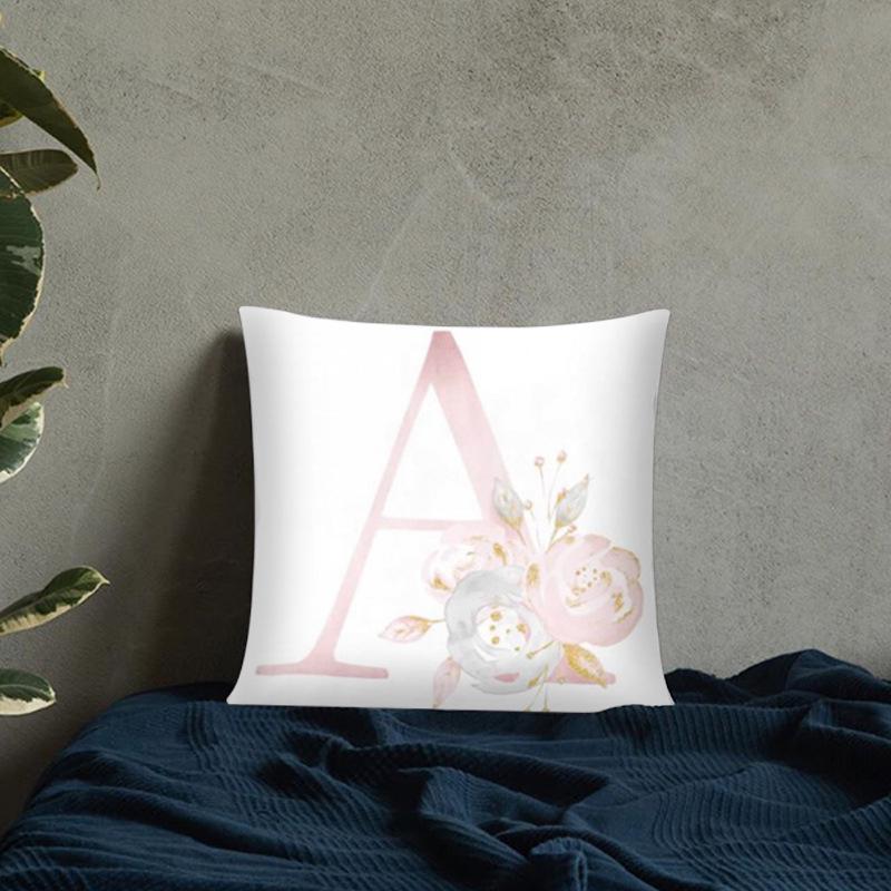 Ins Nordic Pillowcase Design Pink Letter Cushion Pillowcase Car Sofa Waist Design Home Furnishing