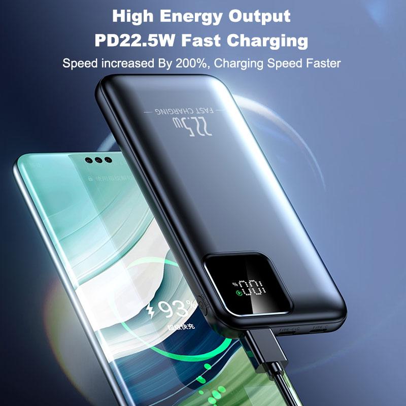 20000mAh Powerbank Bærbar Lader Power Bank 22.5W Superrask Lading med LED Batteridisplay Power Bank For iphone Samsung