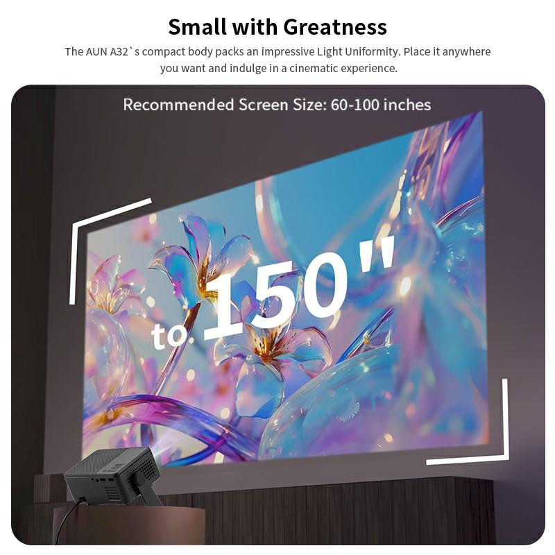 Aun A32 Pro Android 13 Projektor Bærbar Kino Hjemmekino Mini LED-projektor 3D WiFi For Telefon Datamaskin 4K Video 1080p Film