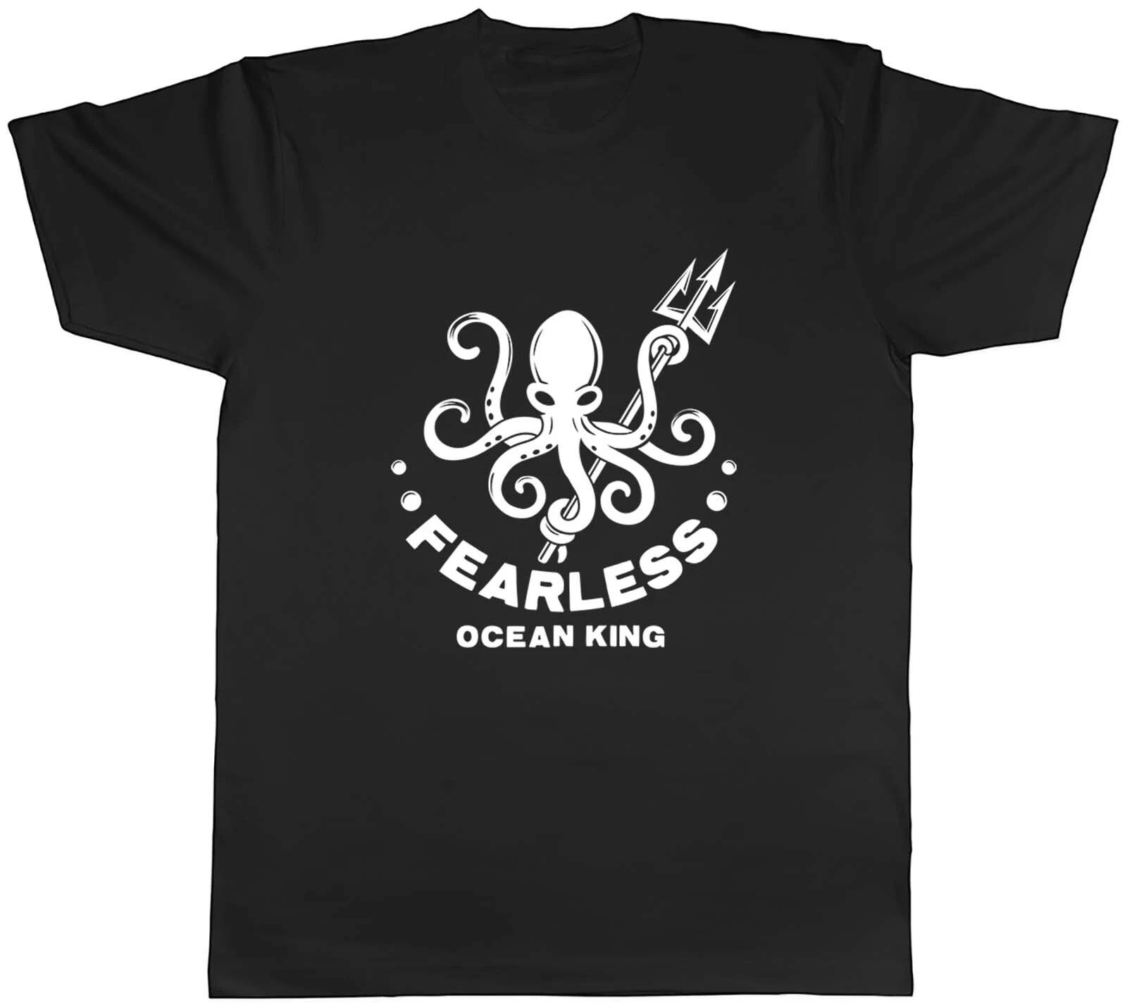 Octopus Mens T-Shirt Fearless Ocean King Tentacles Sea Tee Gift S