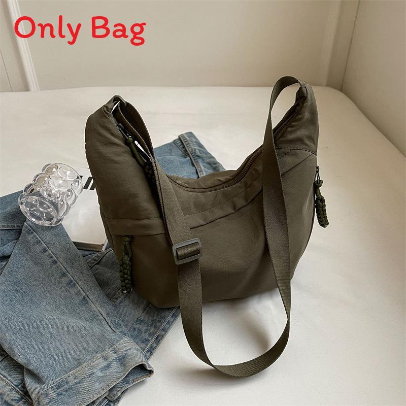 Casual Large Capacity Canvas Shoulder Bag With Zipper For Daily Use