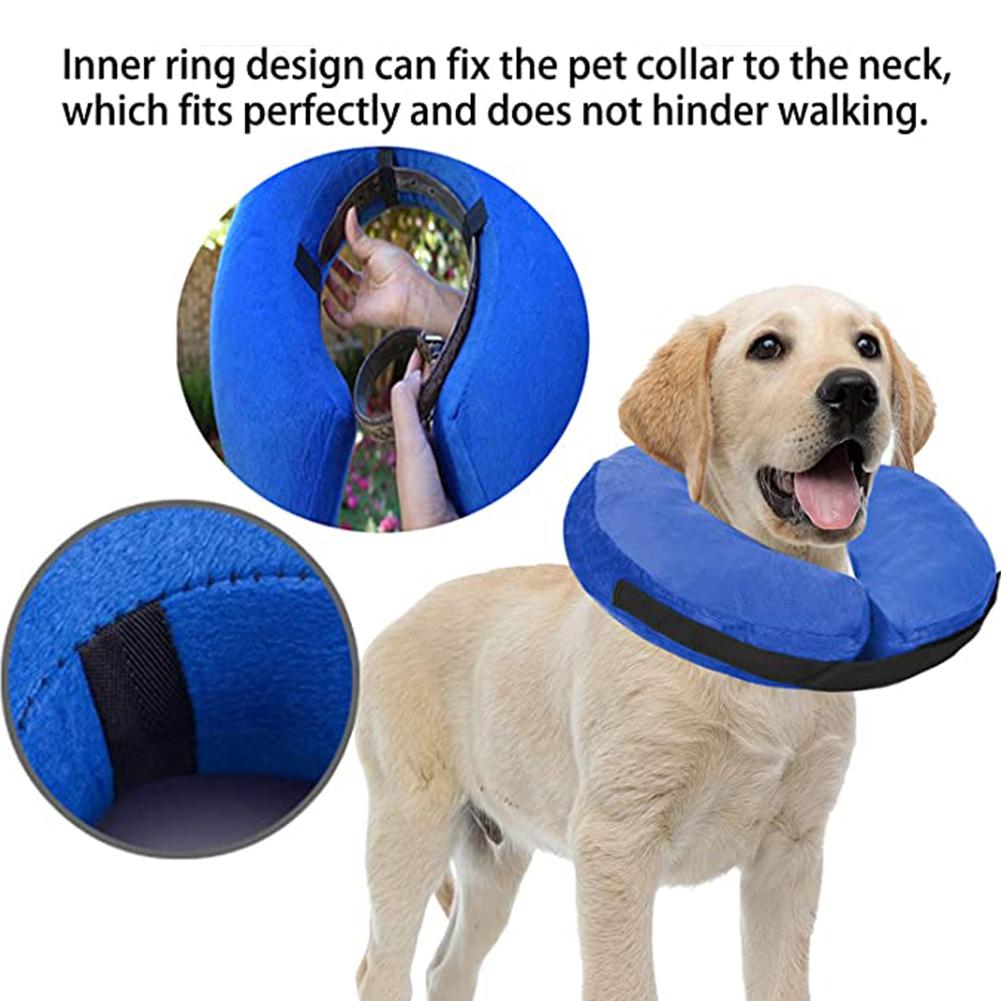 Pvc Pet Protective Inflatable  Collar With Adjustable Magic Stickers Soft Skin-friendly Warm Anti-bite Pet Recovery Collar