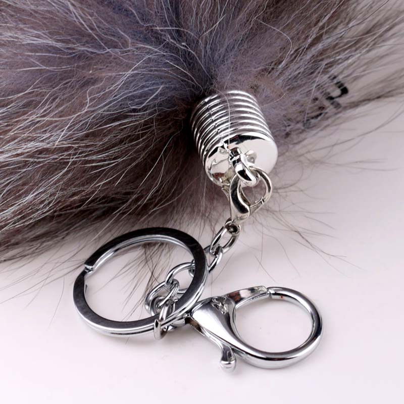 1Pc Bag Pendant Soft Keychain Large Key Ring Chain Fashion Fur Fox Tail Keyring 25CM